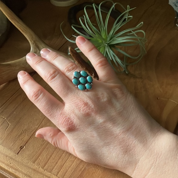 Sterling Silver Turquoise Ring Santa Fe Style Size 6 - Picture 9 of 15